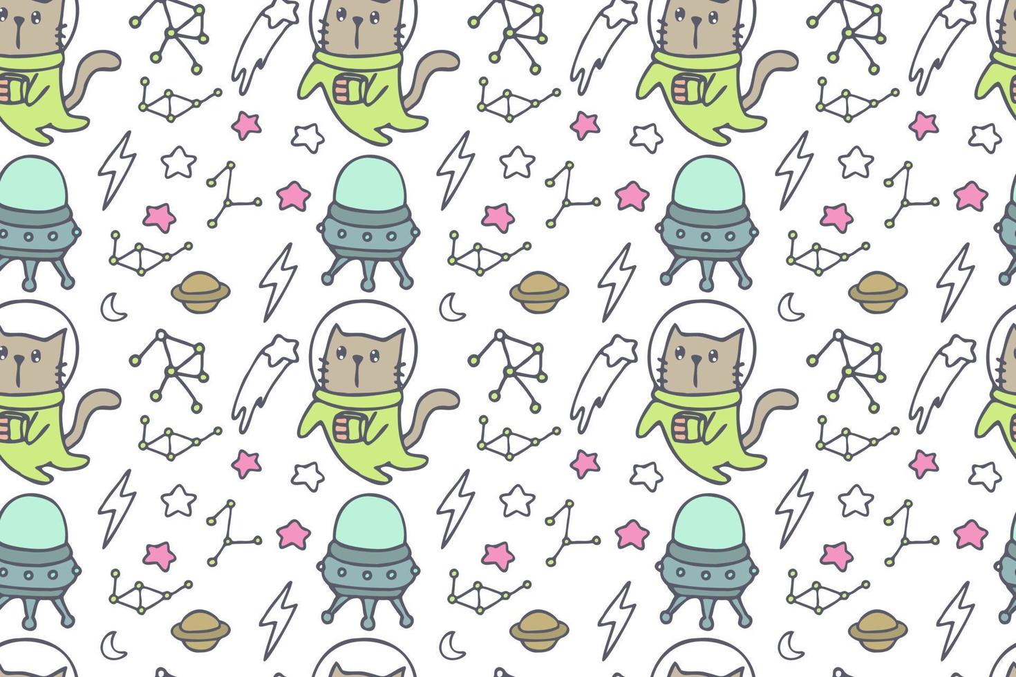 Cute cat seamless pattern style vector