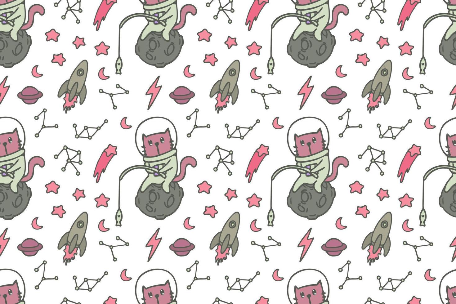 Cute cat seamless pattern style vector
