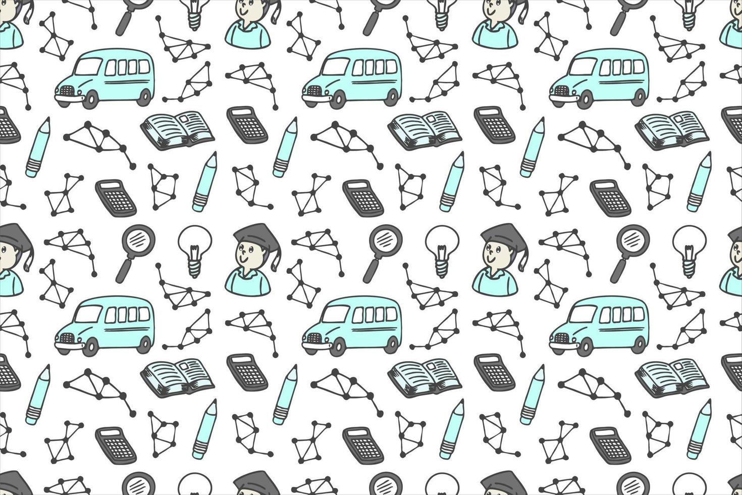 Hand drawn back to school seamless pattern art vector