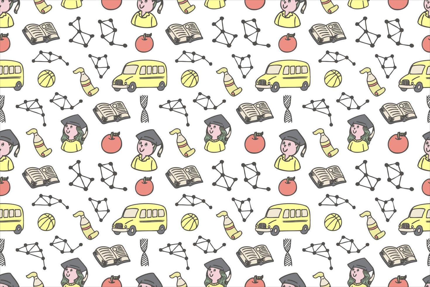 Hand drawn back to school seamless pattern art vector