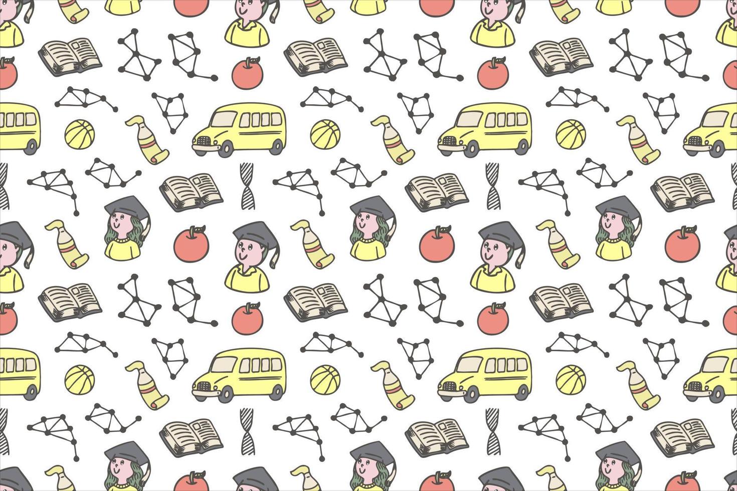 Hand drawn back to school seamless pattern art vector