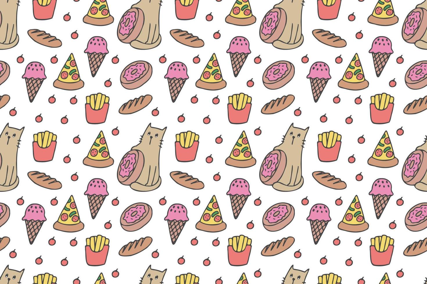 Cats and food seamless pattern vector