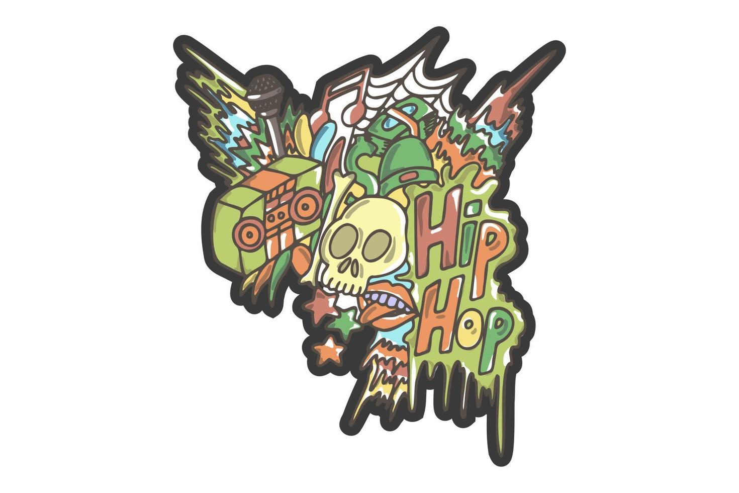 arte del doodle de la etiqueta engomada del hip hop vector