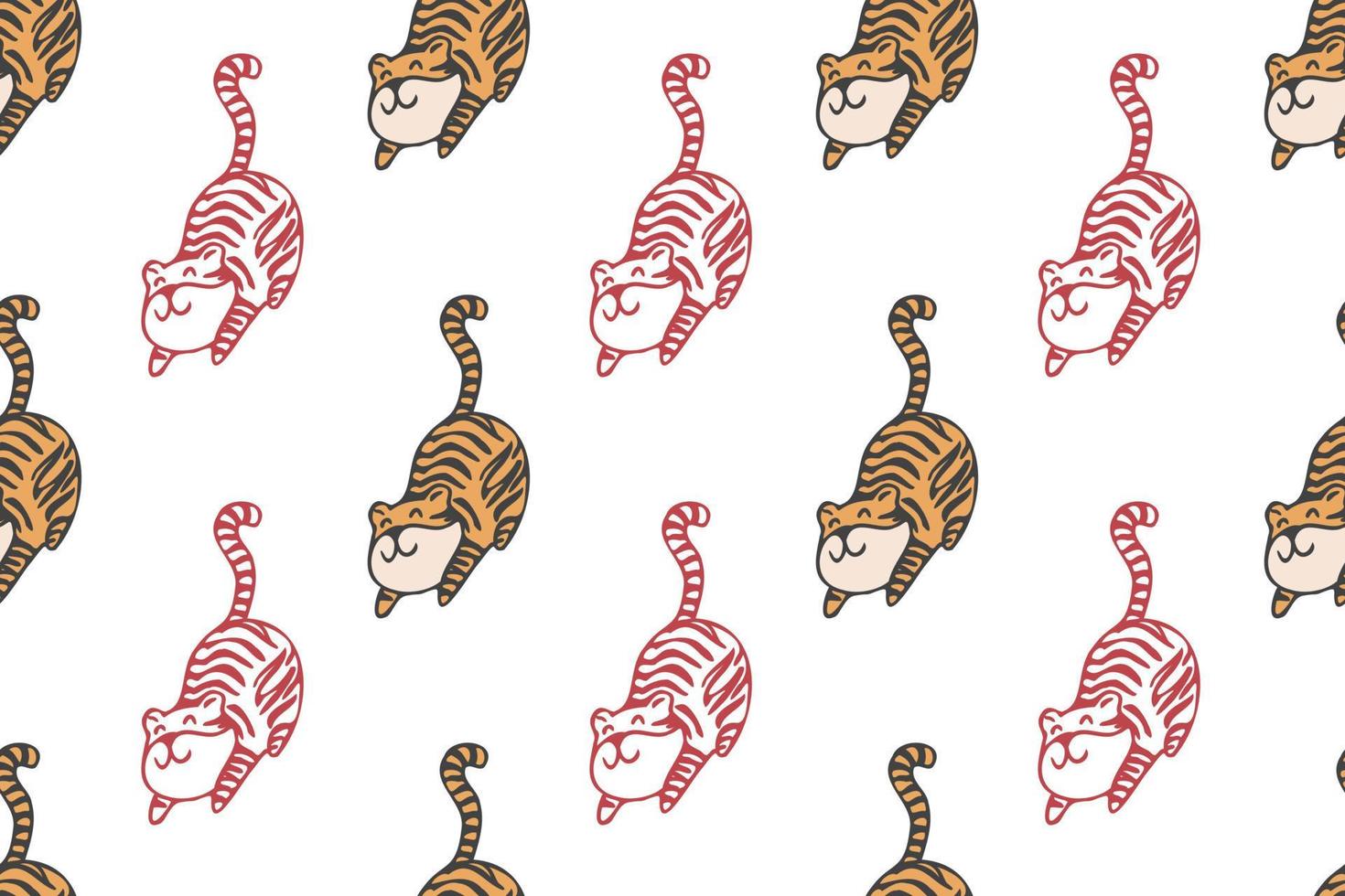 Cute tiger seamless pattern cartoon vector