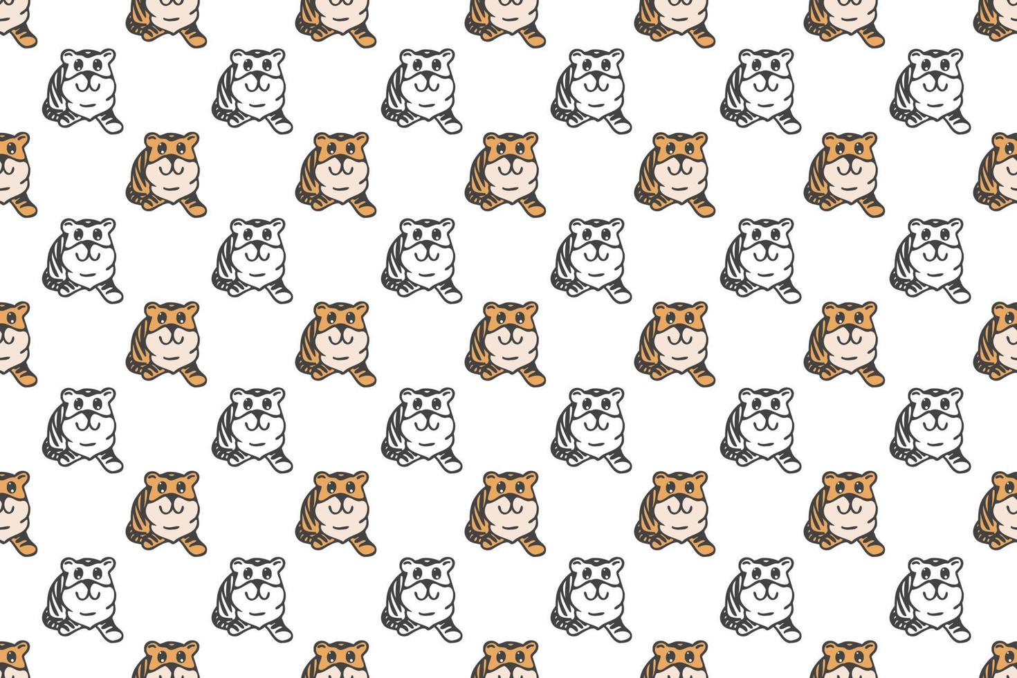Cute tiger seamless pattern cartoon vector