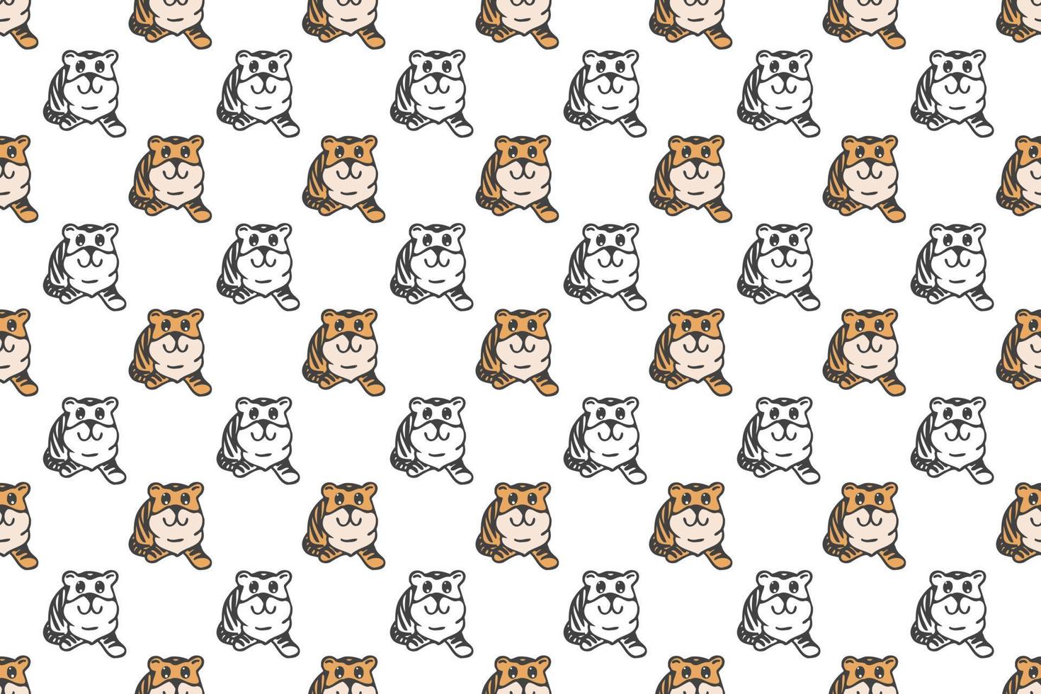 Cute tiger seamless pattern cartoon vector