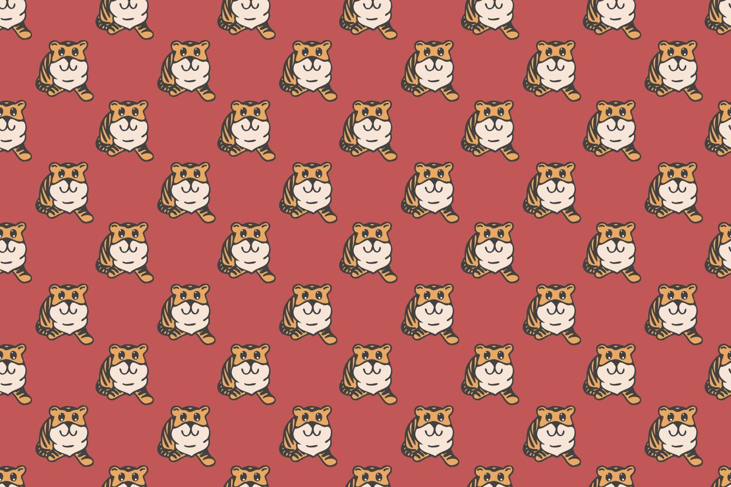 Cute tiger seamless pattern cartoon vector