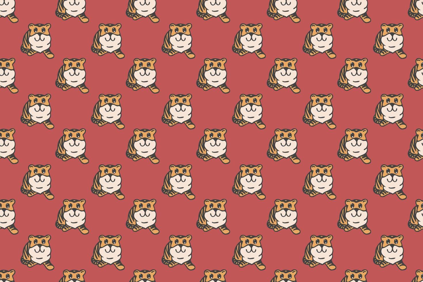 Cute tiger seamless pattern cartoon vector