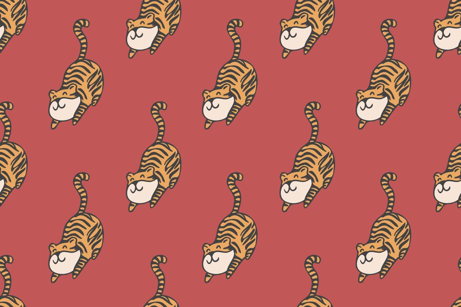 Cute tiger seamless pattern cartoon vector