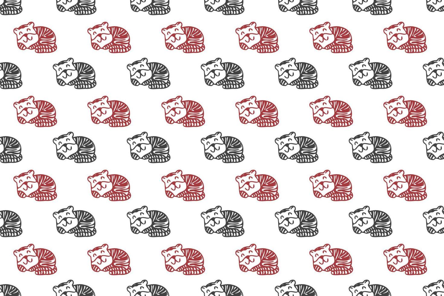 Cute tiger seamless pattern cartoon vector