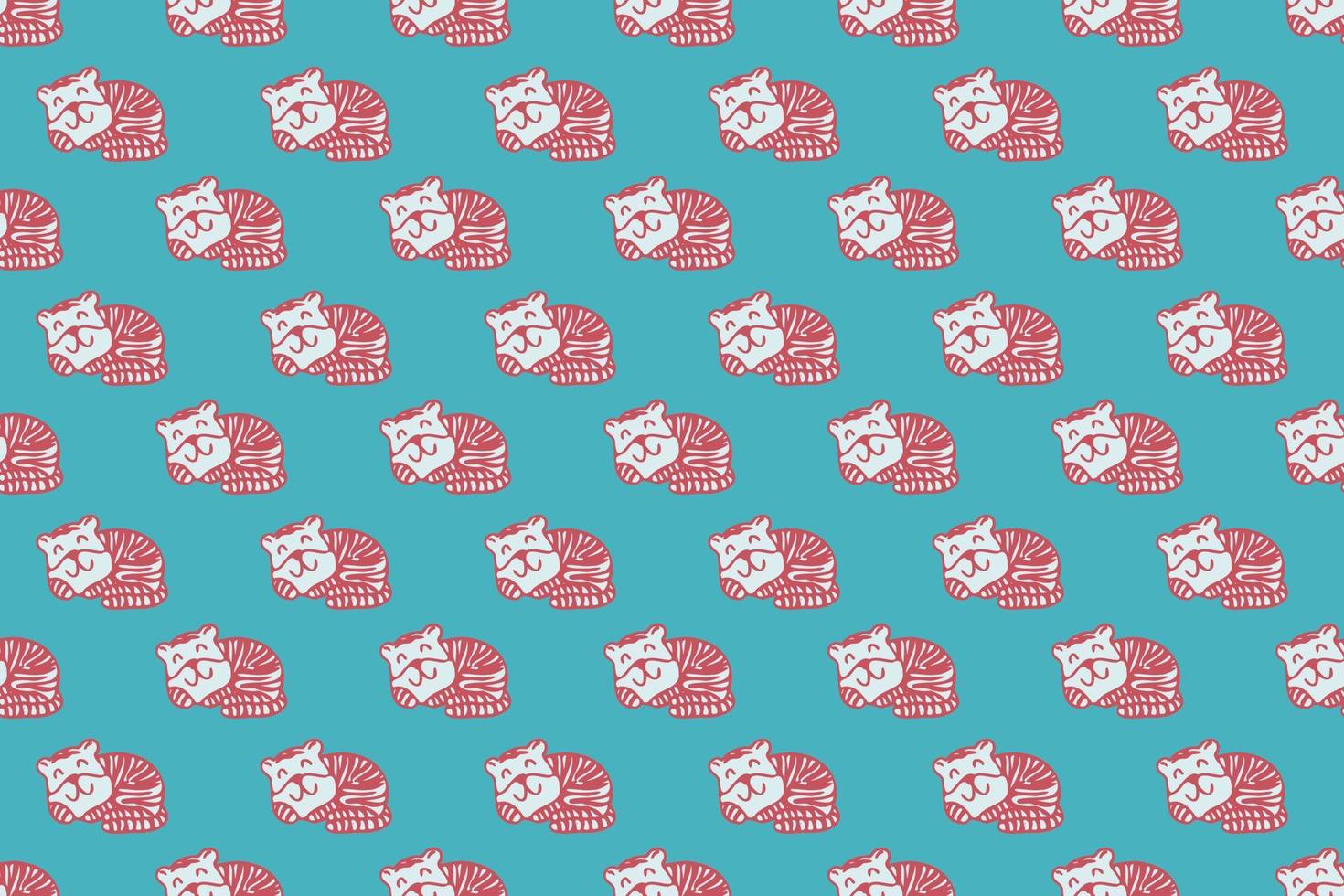 Cute tiger seamless pattern cartoon, vector