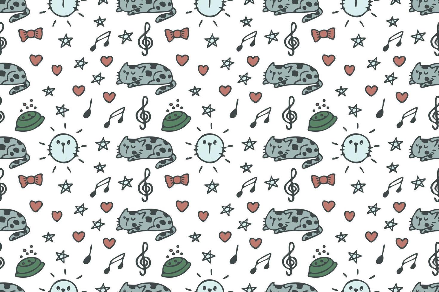 Cat seamless pattern cartoon vector