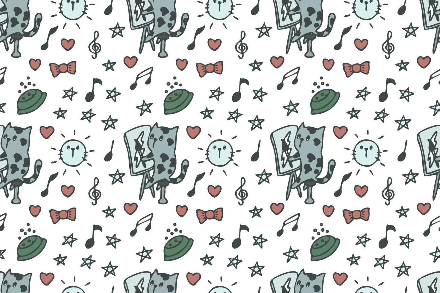 Cat seamless pattern cartoon vector