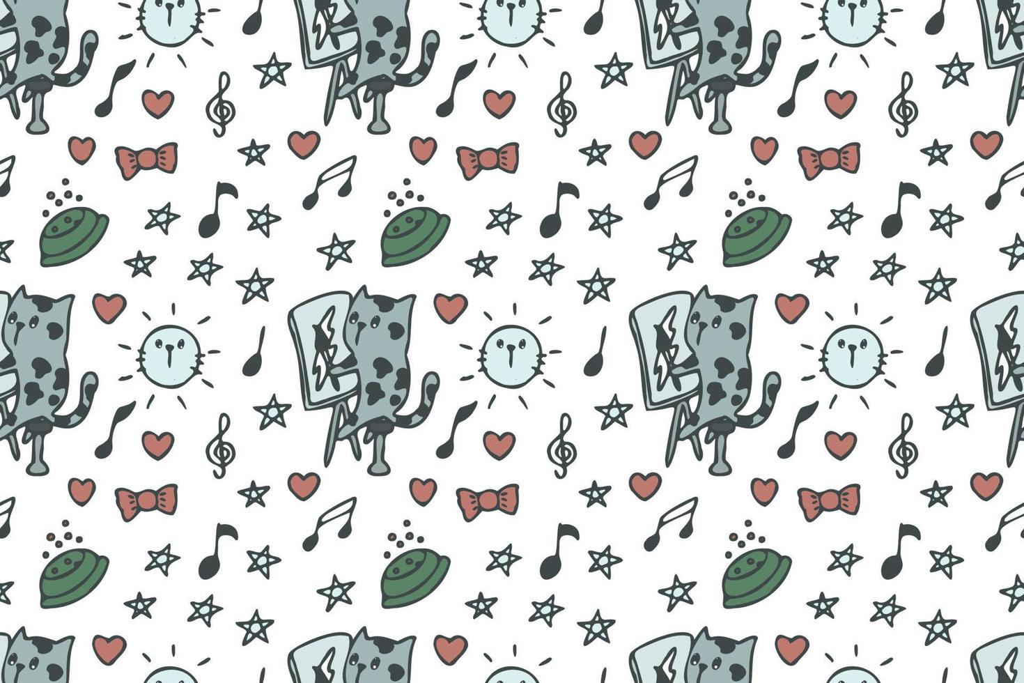 Cat seamless pattern cartoon vector