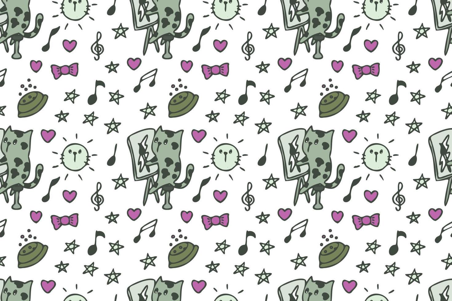 Cat seamless pattern cartoon vector