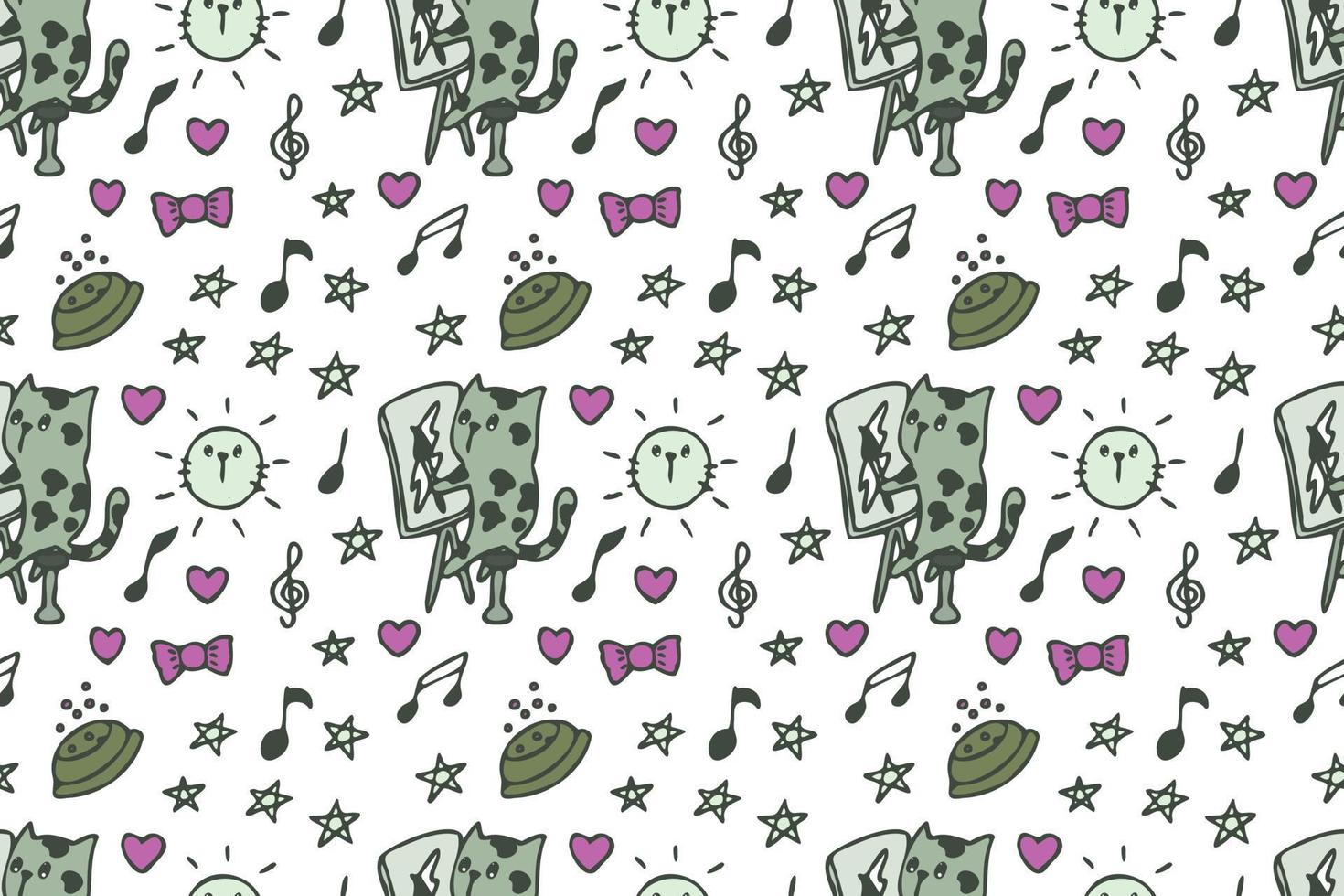 Cat seamless pattern cartoon vector