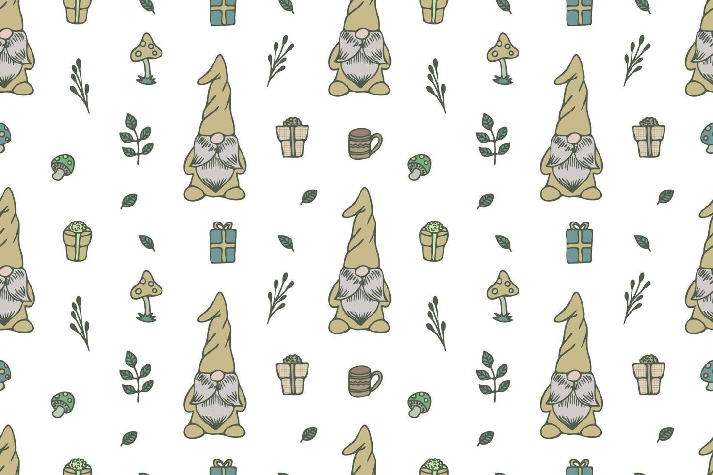 Cute Gnomes seamless pattern vector