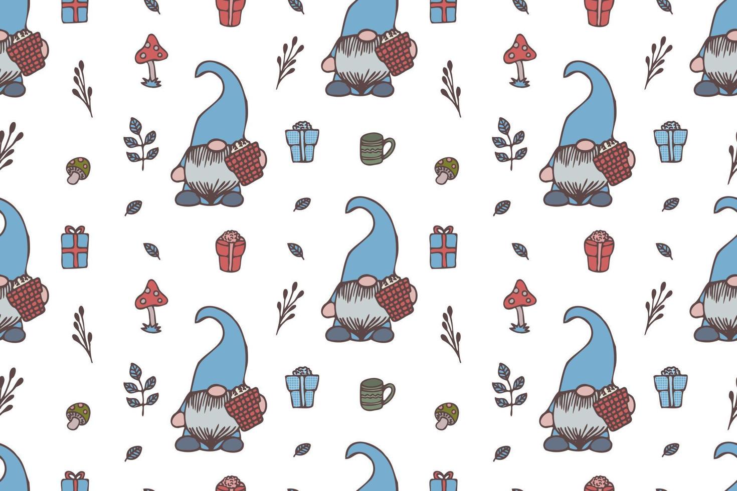 Cute Gnomes seamless pattern vector