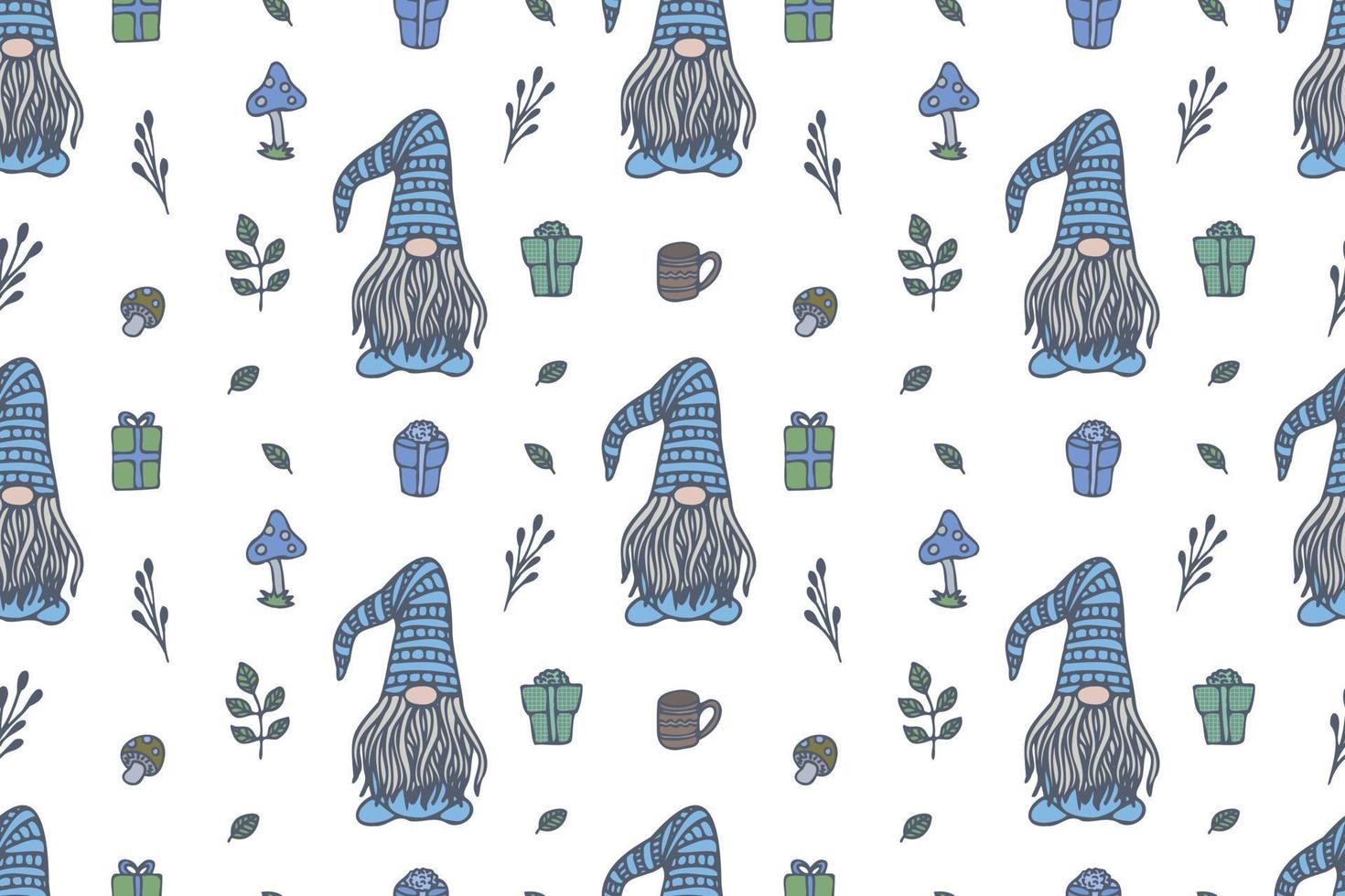 Cute Gnomes seamless pattern vector