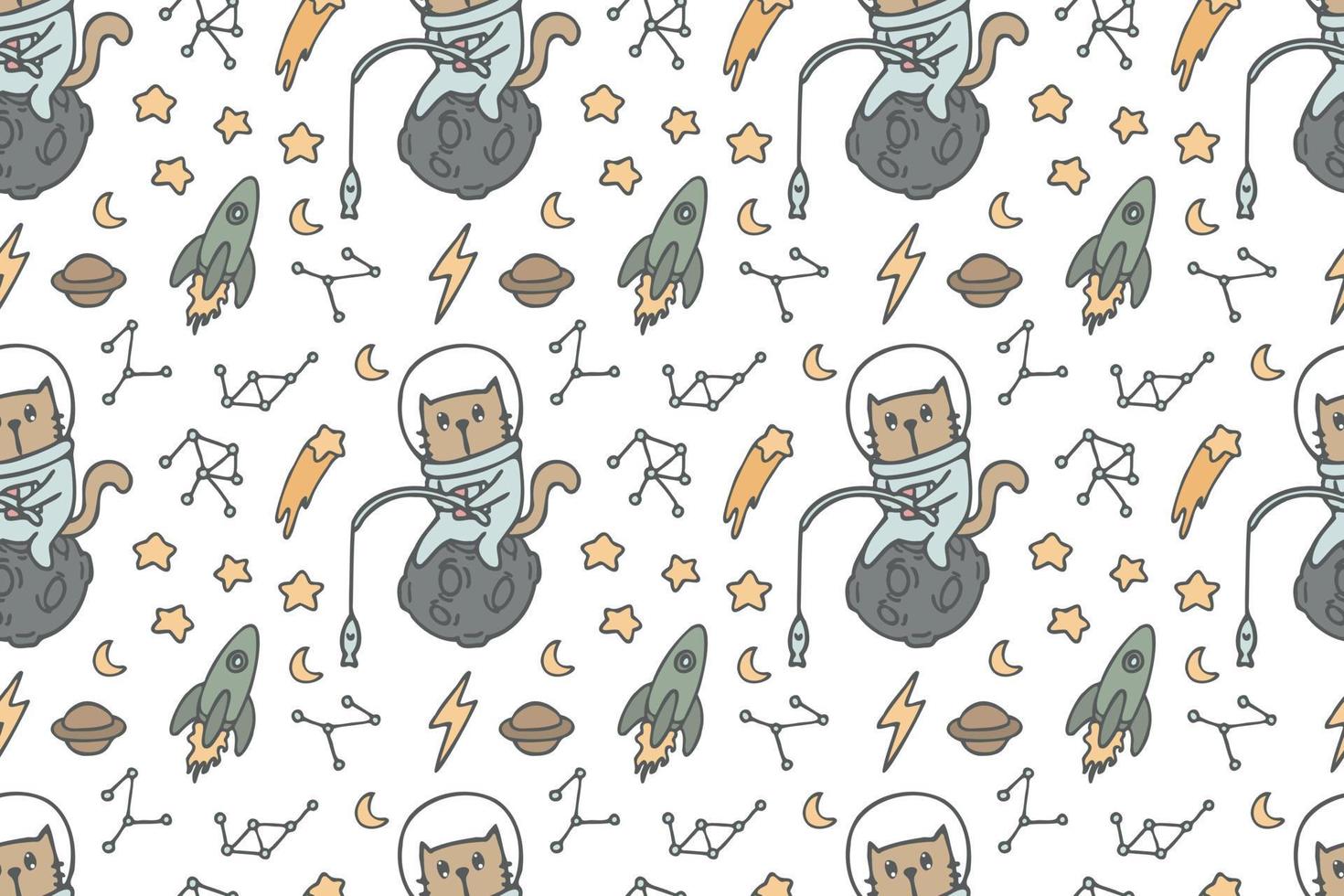 Cute cat seamless pattern style vector