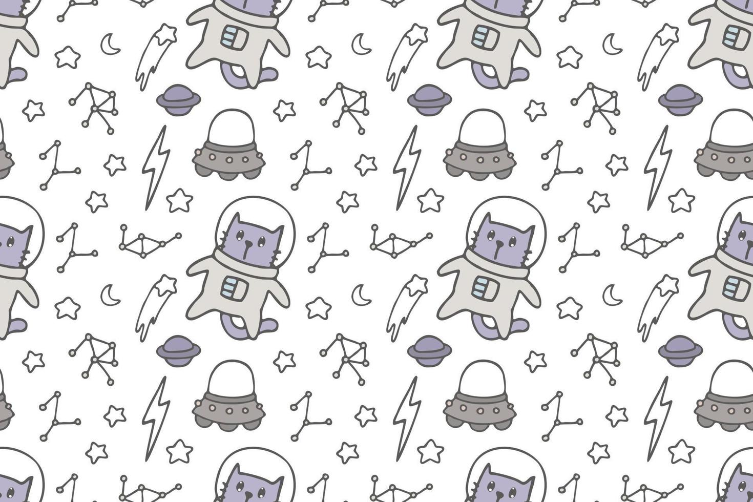 Cute cat seamless pattern style vector