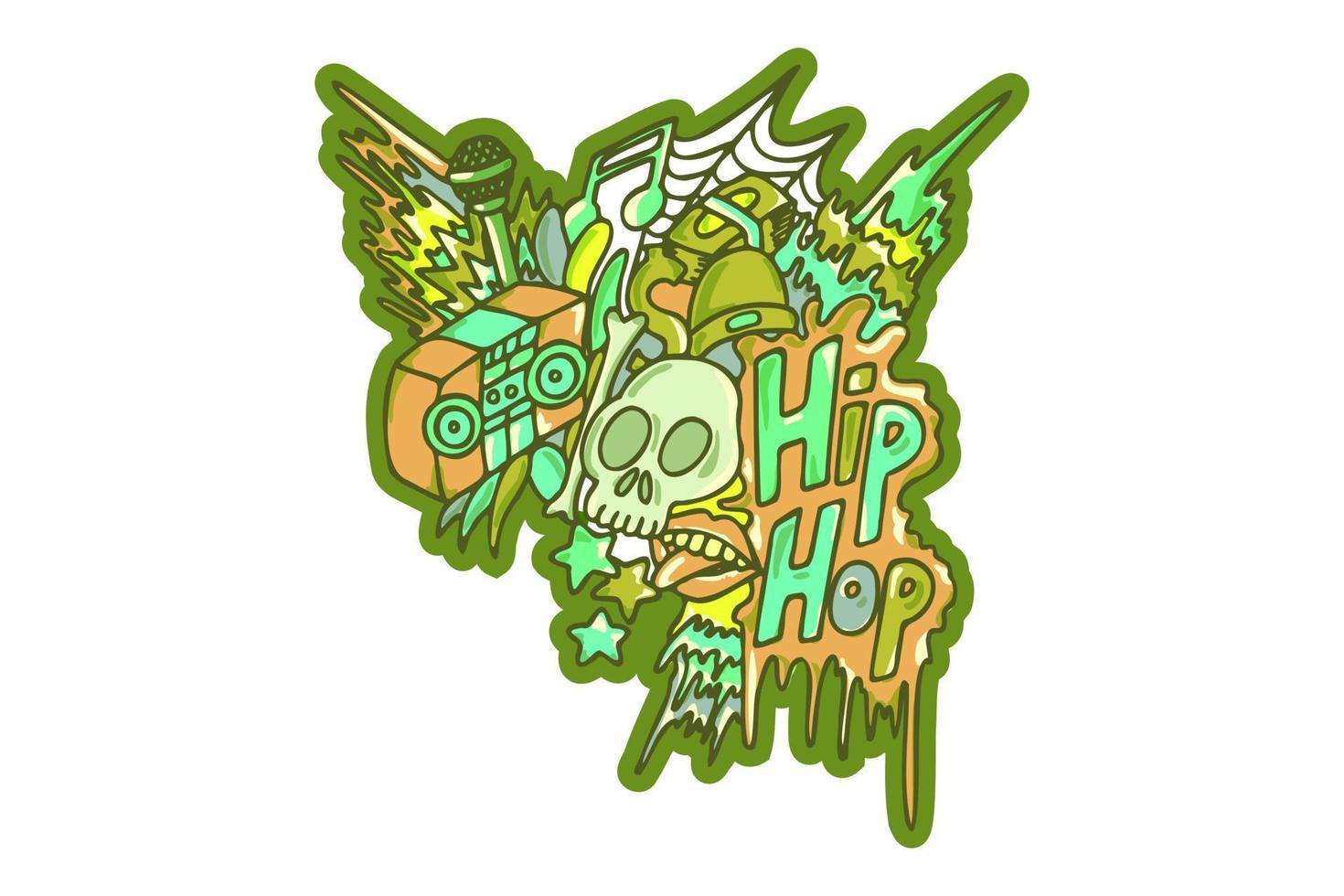 arte del doodle de la etiqueta engomada del hip hop vector