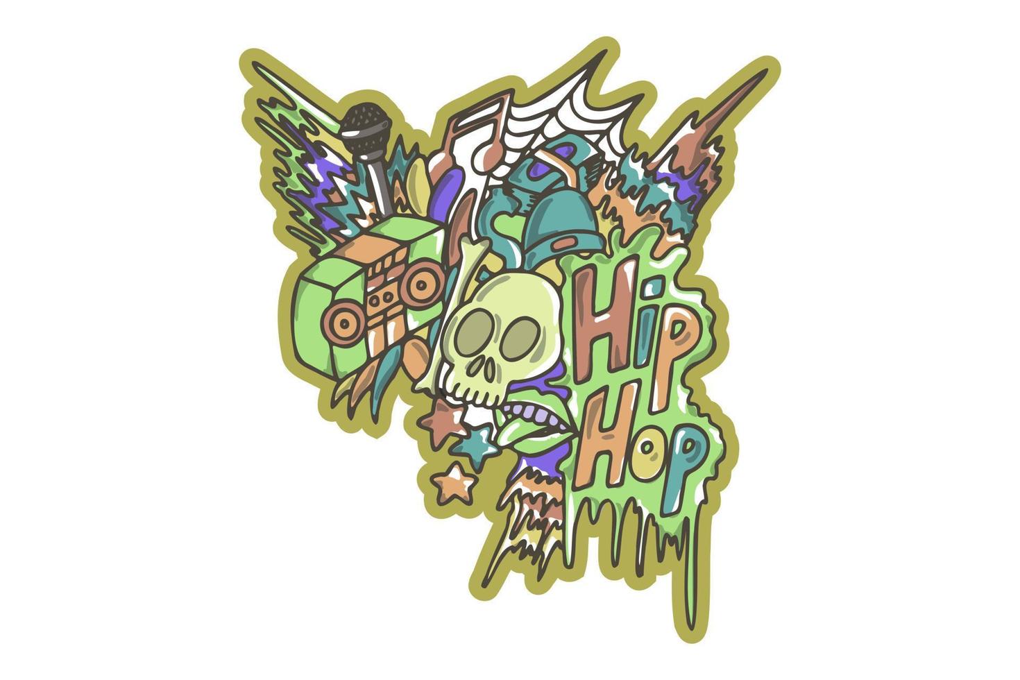 arte del doodle de la etiqueta engomada del hip hop vector