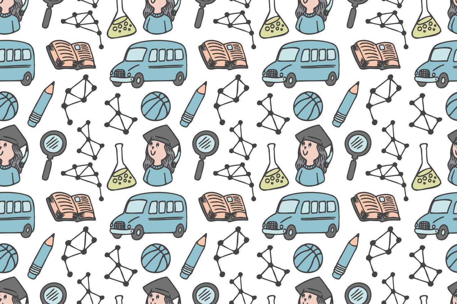 Hand drawn back to school seamless pattern art vector