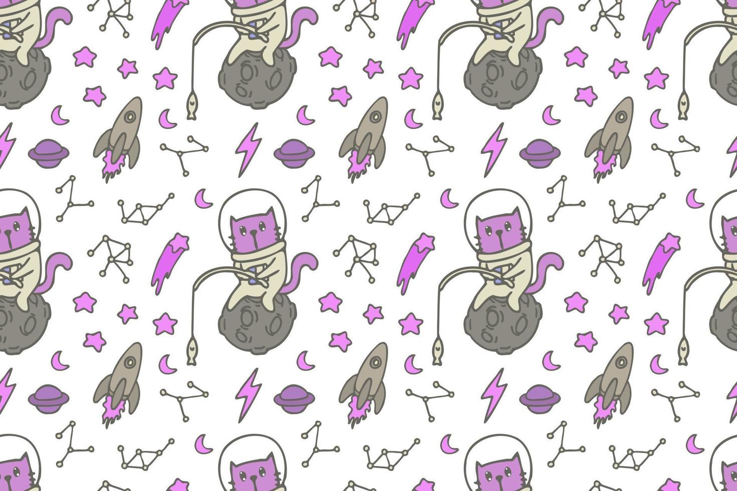 Cute cat seamless pattern style vector