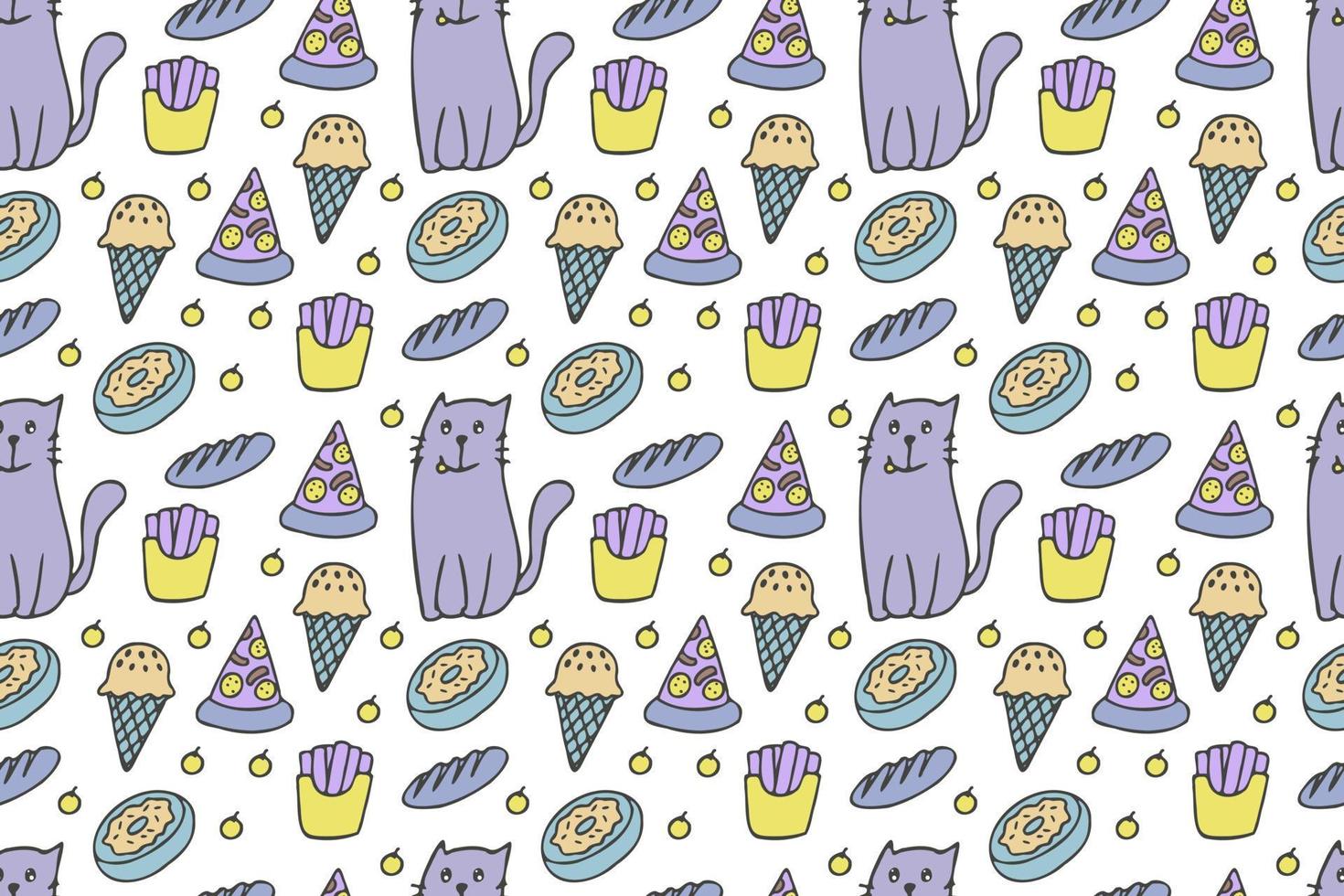 Cats and food seamless pattern vector