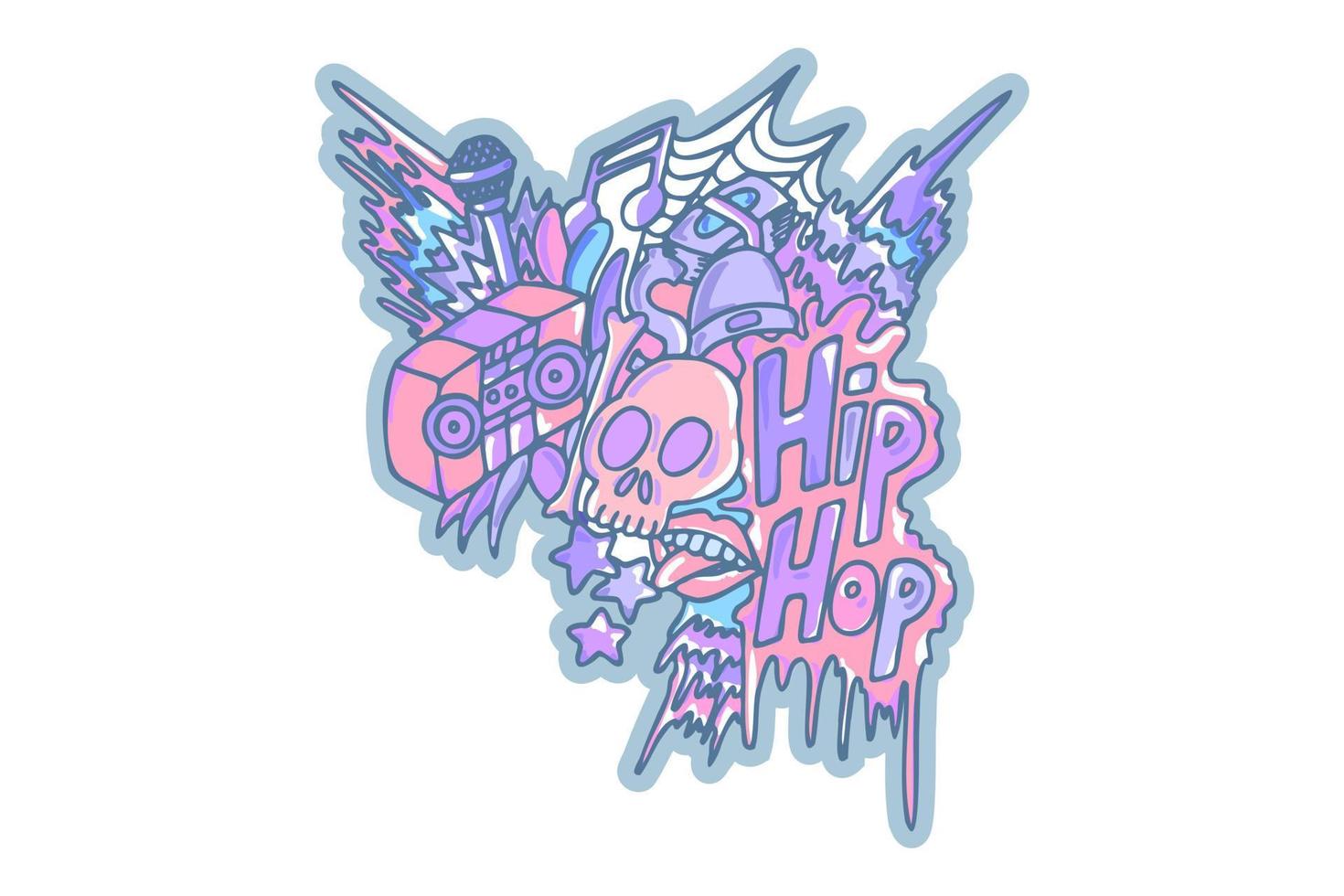 arte del doodle de la etiqueta engomada del hip hop vector