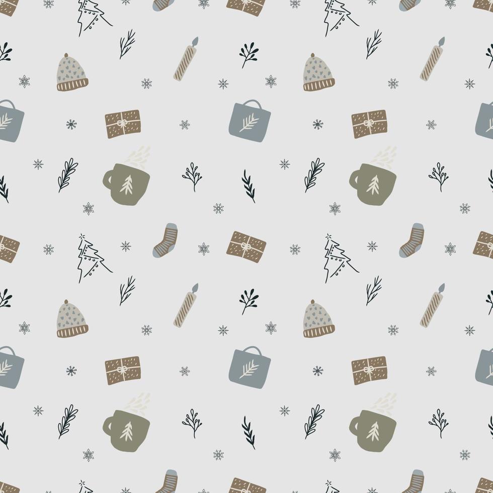 hand drawn seamless pattern of scandinavian Christmas concept vector