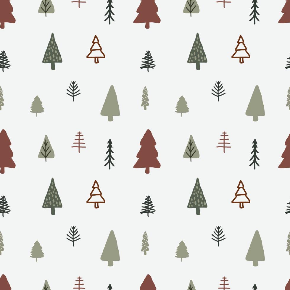 hand drawn forest winter seamless pattern vector design