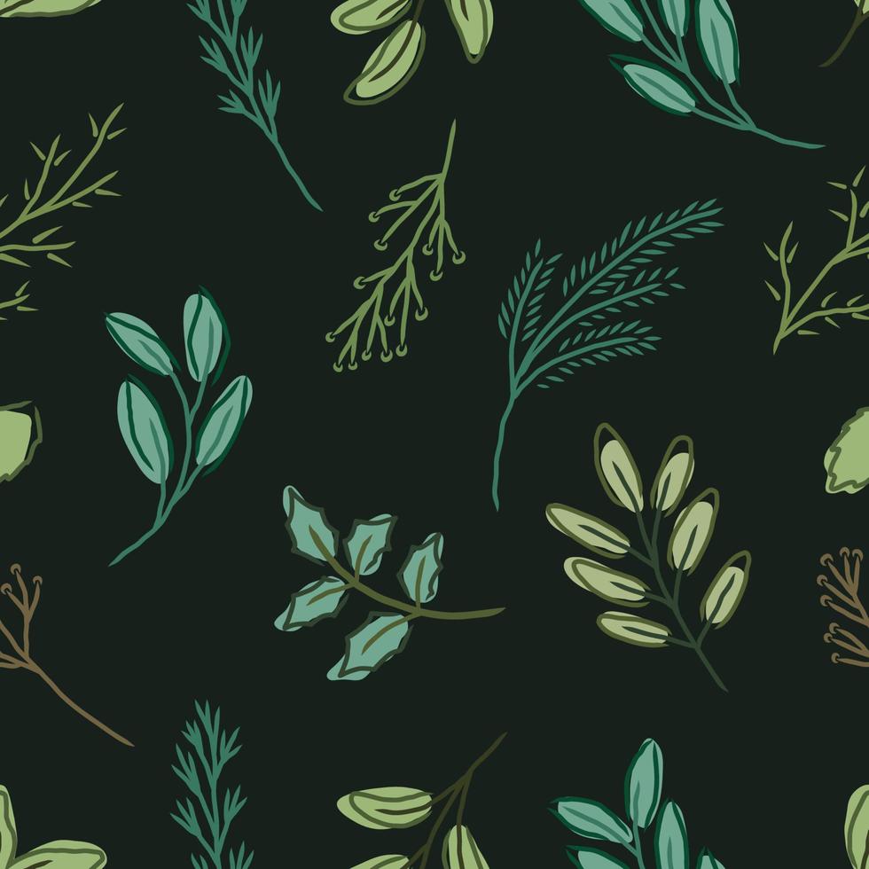 hand drawing seamless pattern botanical greenery vector