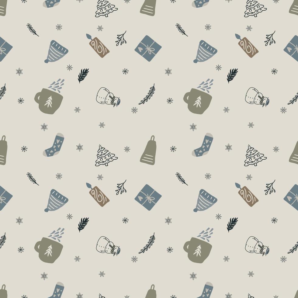 hand drawn seamless pattern of scandinavian Christmas concept vector