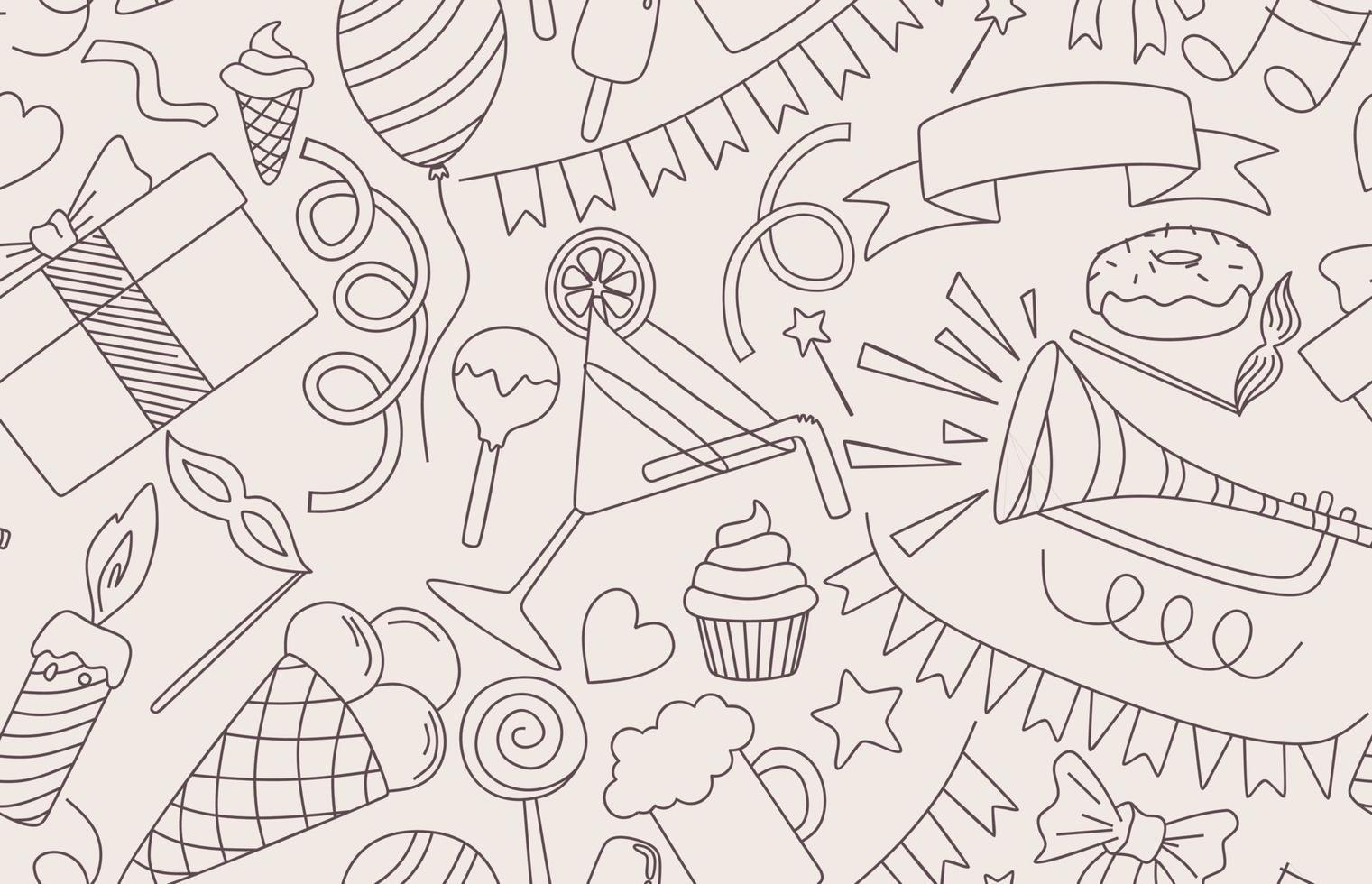 hand drawn doodle birthday seamless pattern vector