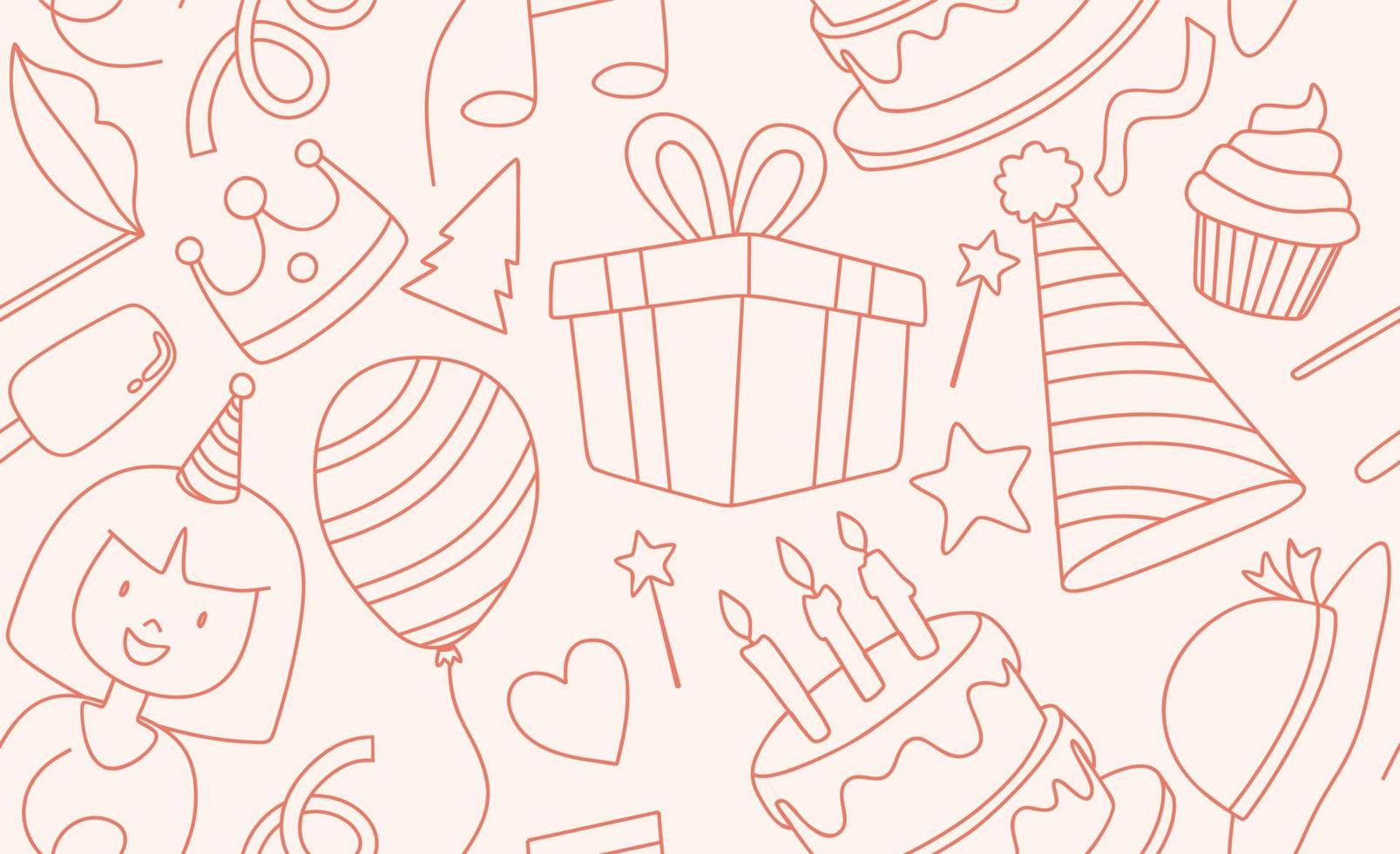 hand drawn doodle birthday seamless pattern vector