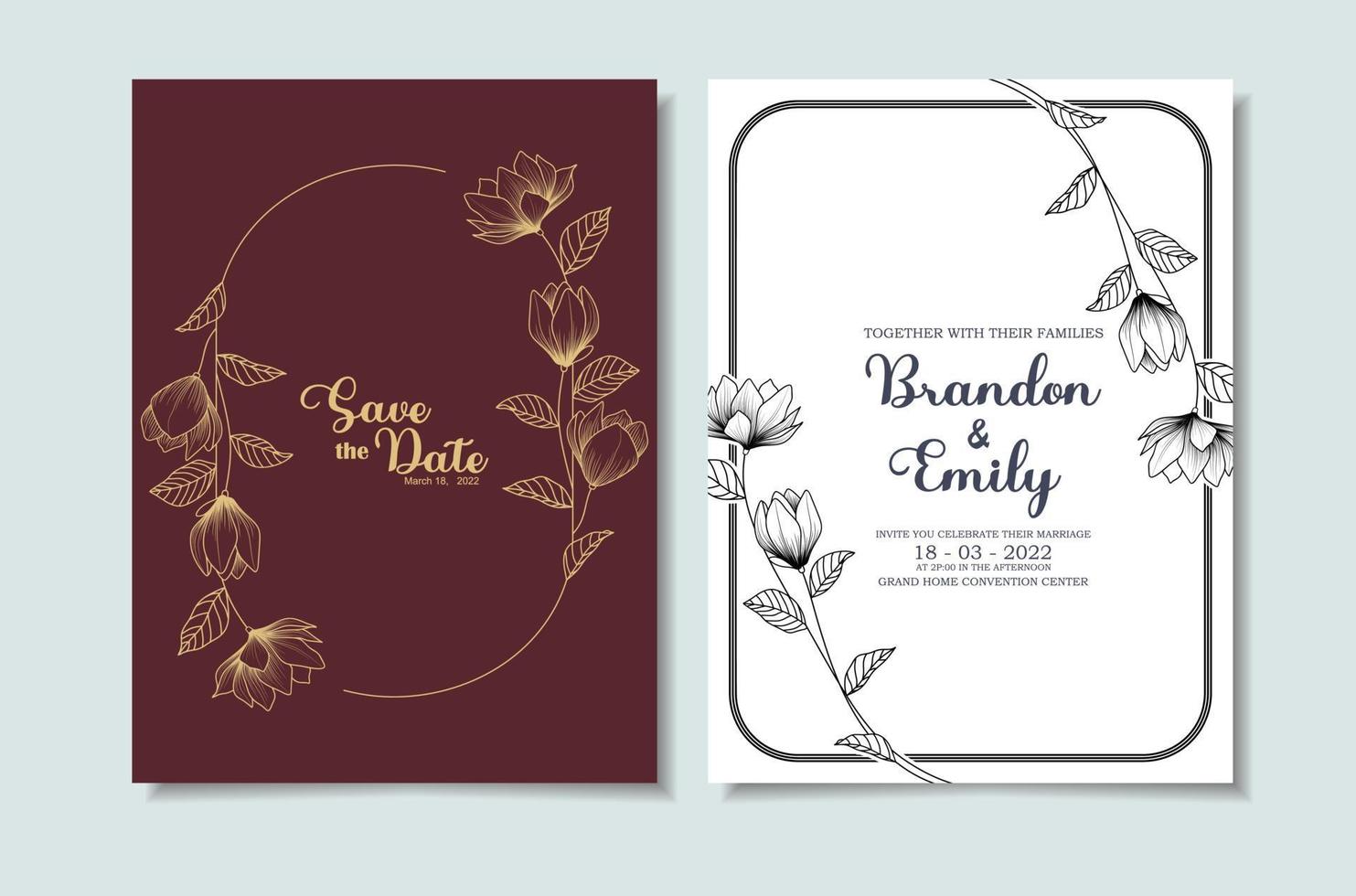 diseño de plantilla de tarjeta de invitación de boda vector