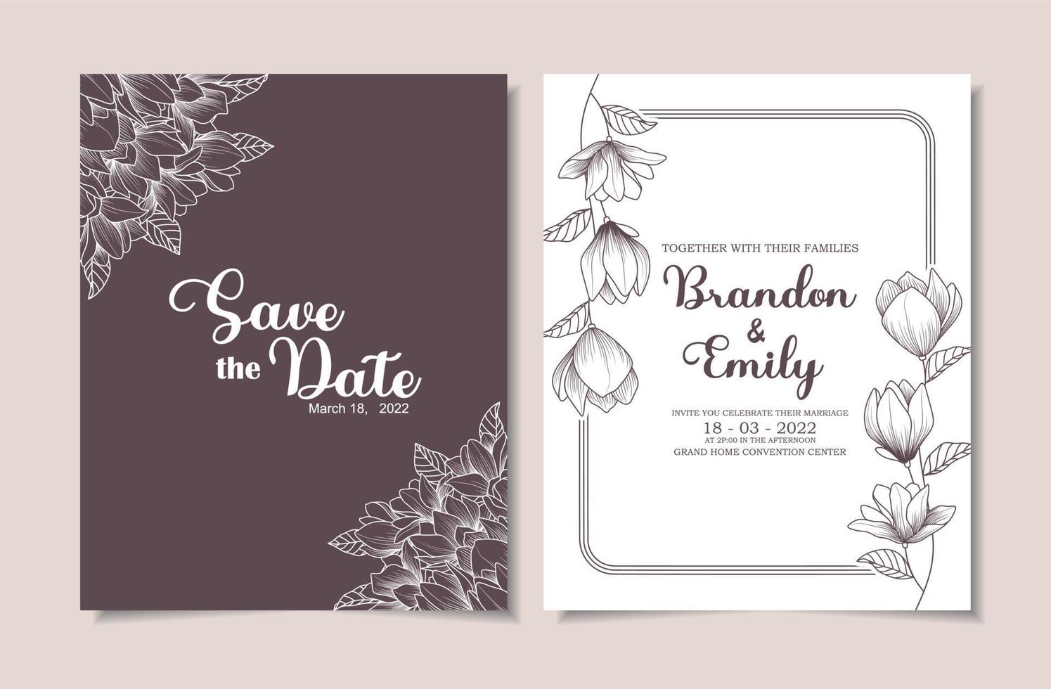 diseño de plantilla de tarjeta de invitación de boda vector