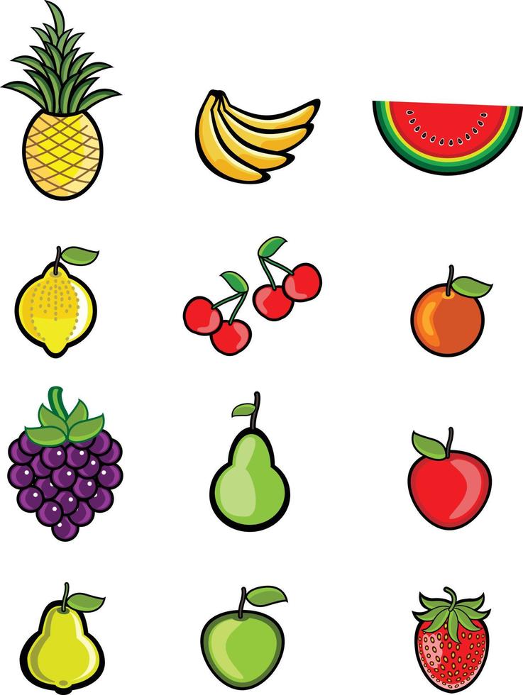 diseño de ilustración de conjunto de frutas vector
