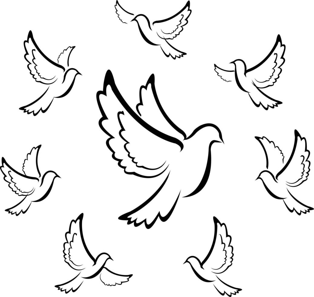 Dove Set Illustration Design vector