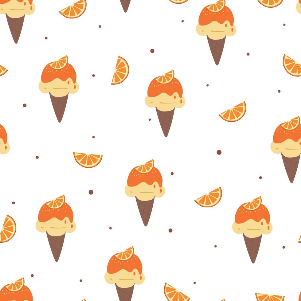 seamless pattern cartoon orange ice cream vector