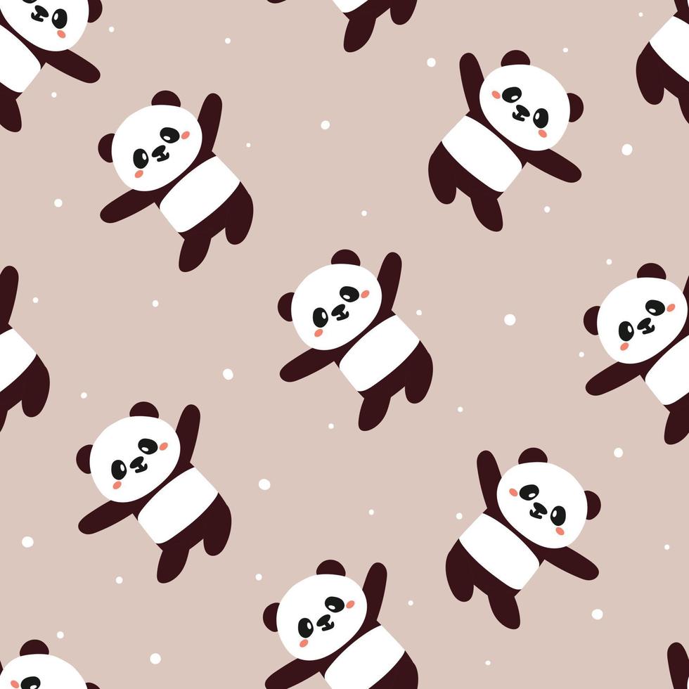 seamless pattern cute cartoon panda vector