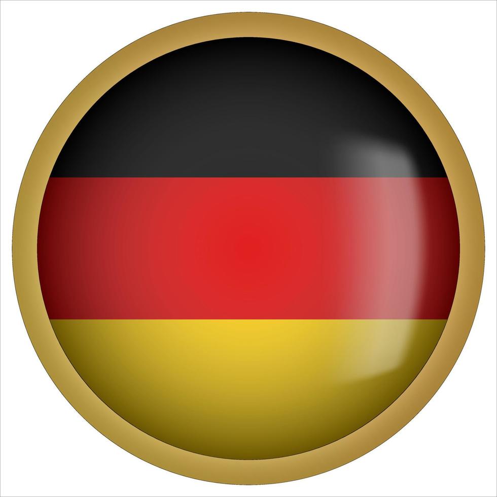 Alemania 3d icono de botón de bandera redondeada con marco dorado vector