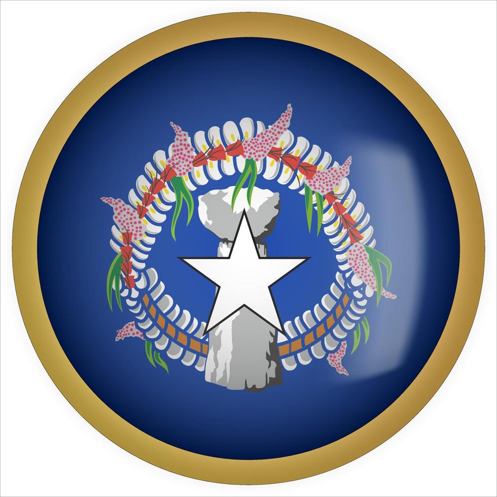 Northern Mariana Islands Portugal 3D rounded Flag Button Icon with Gold Frame vector