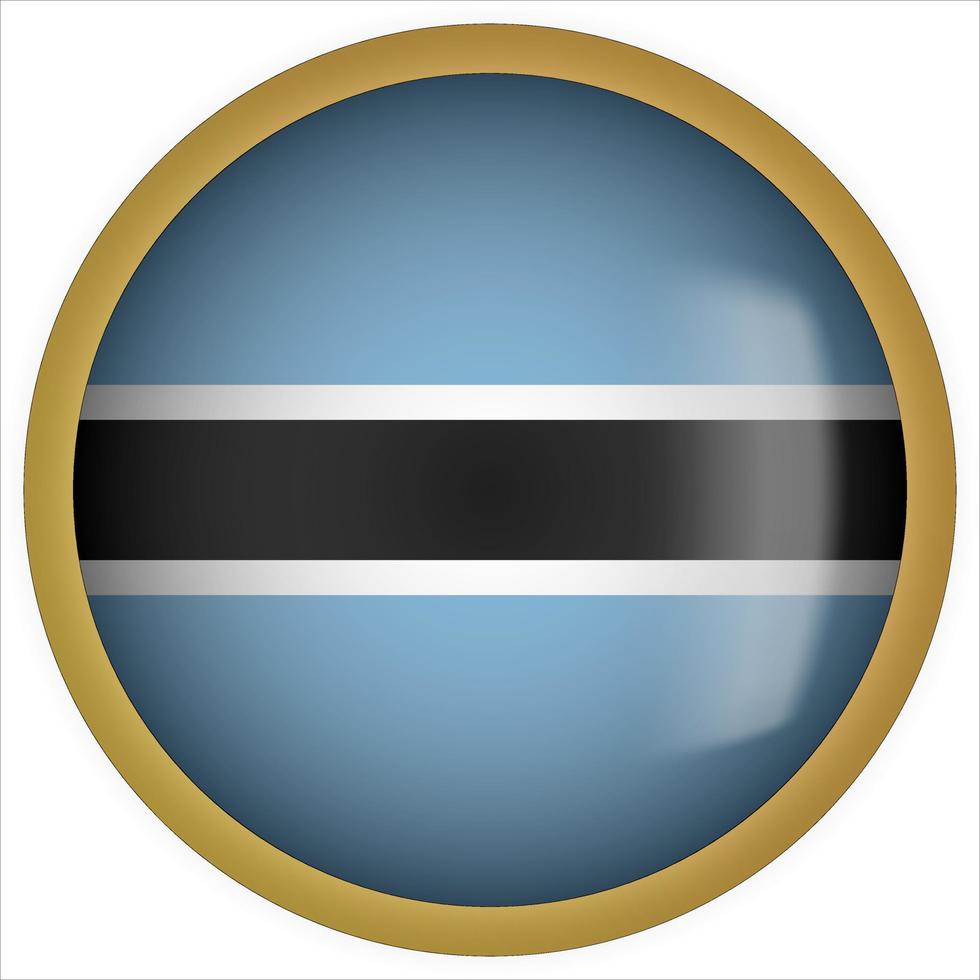Botswana 3D rounded Flag Button Icon with Gold Frame vector