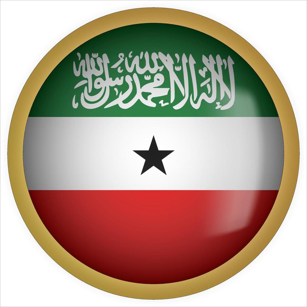 Somaliland 3D rounded Flag Button Icon with Gold Frame vector