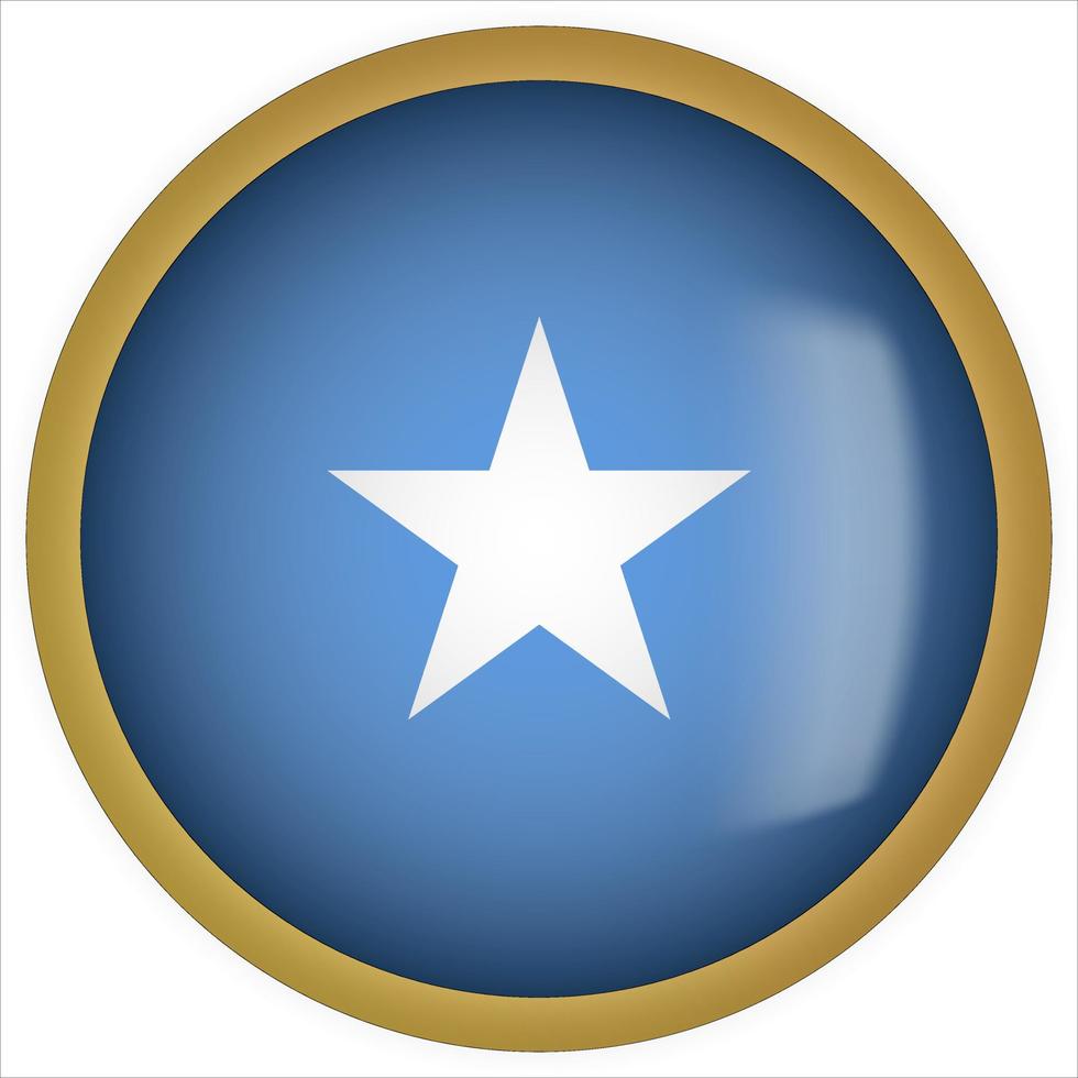 Somalia 3D rounded Flag Button Icon with Gold Frame vector