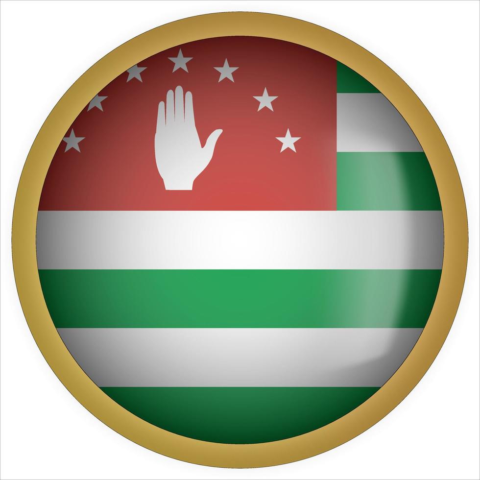 Abkhazia 3D rounded Flag Button Icon with Gold Frame vector