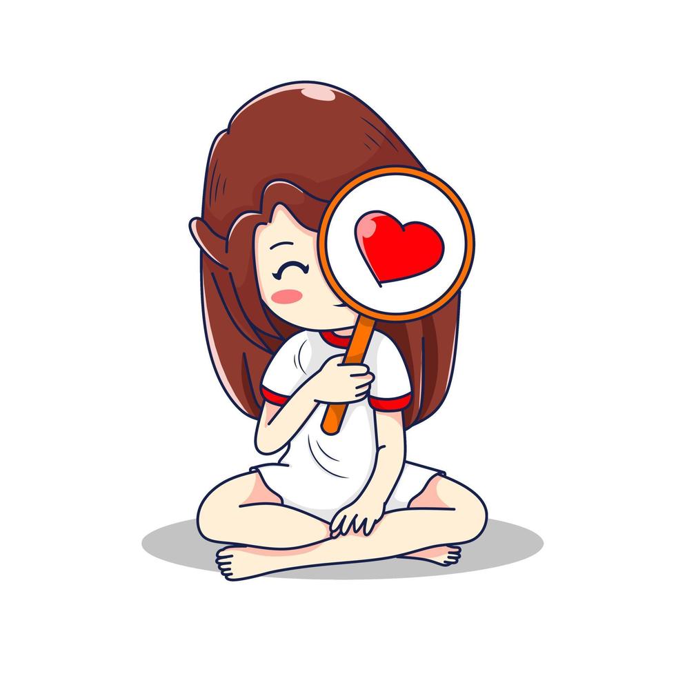 cute female character in love. kawaii design vector